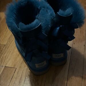 UGG Navy Boots with Shearling and Bows